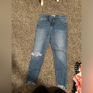 Madewell jeans size 30. Skinny leg with raw hem, medium wash.